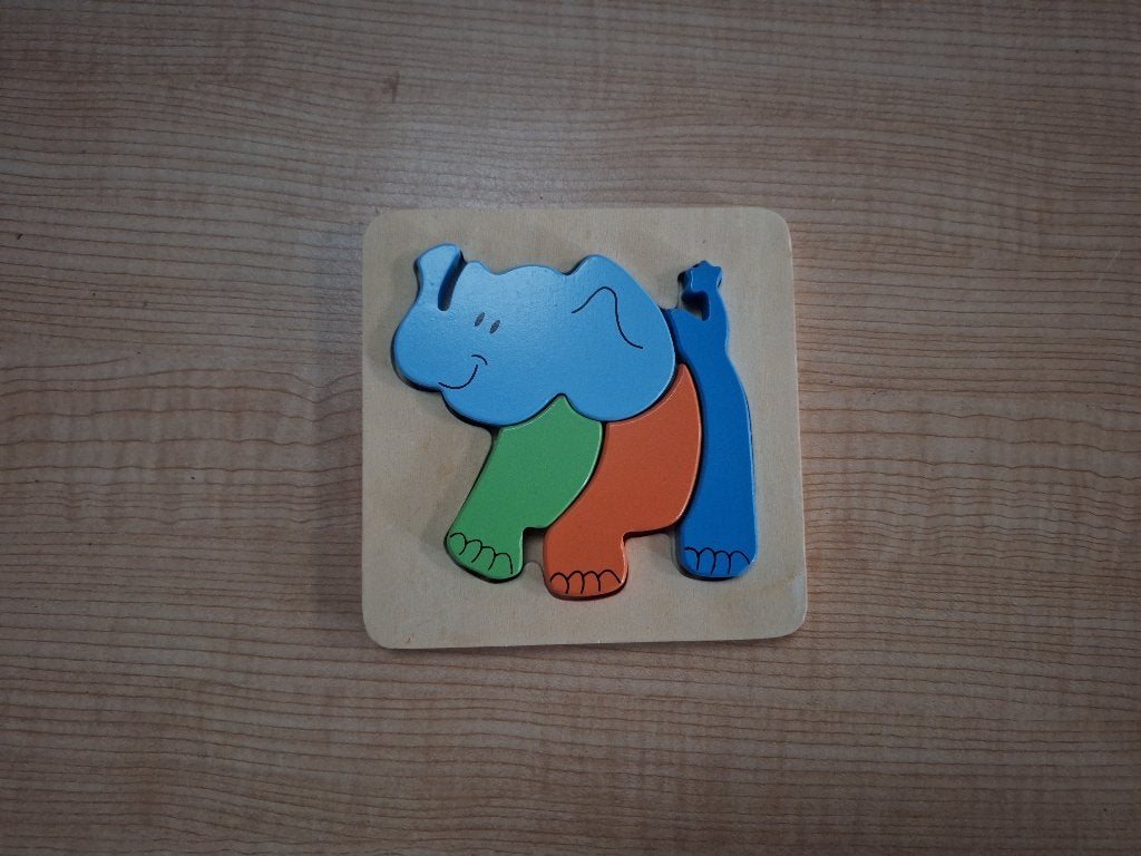 puzzel olifant, Kinderen en Baby's, Ophalen of Verzenden, Minder dan 10 stukjes, Zo goed als nieuw, Van hout