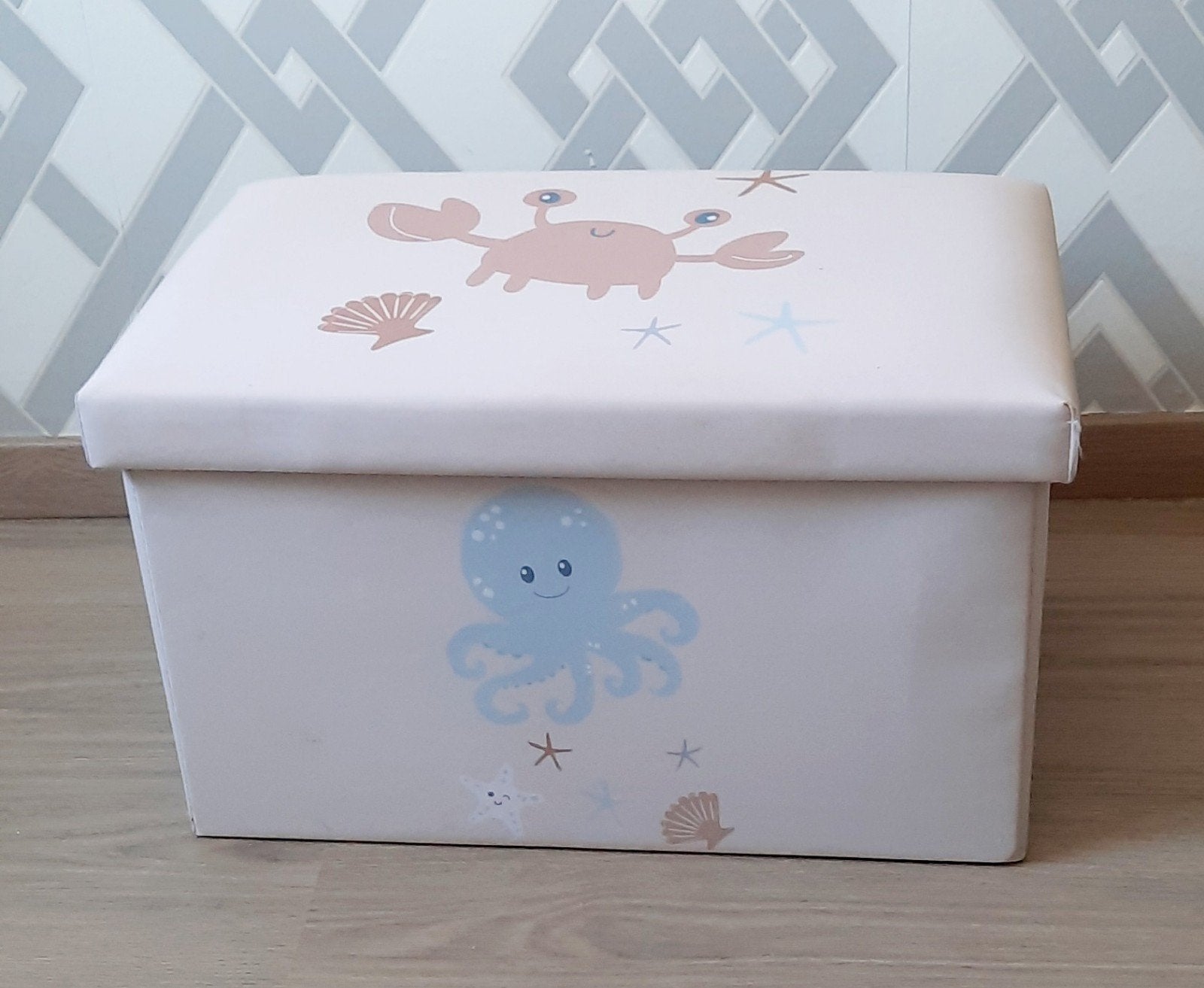 Opbergbankje, Kinderen en Baby's, Beige, Ophalen, Met deksel, Opbergmeubel