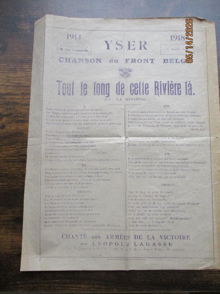 1914-1918 Chant du front belge, Collections, Envoi