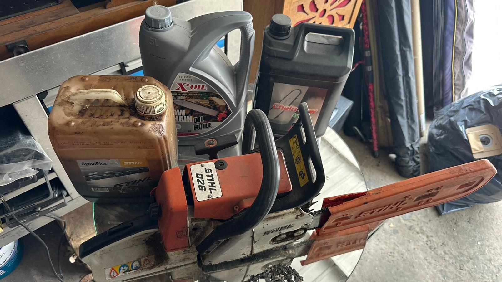 Stihl 026 avec huile et liniment, Enlèvement, Utilisé, Tronçonneuse
