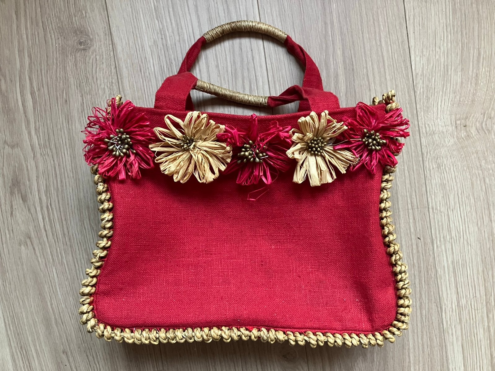Zomerse TDT handtas met bloemen, Handtassen en Accessoires, Ophalen of Verzenden, Zo goed als nieuw, Handtas