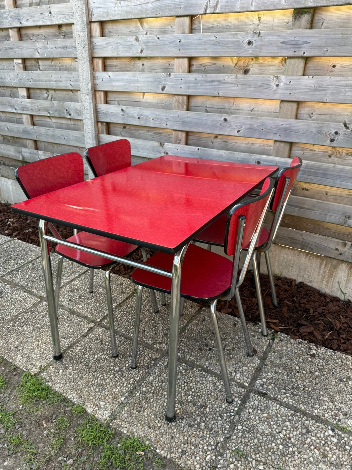 Vintage formica tafel en stoelen set, Maison & Meubles, Tables | Tables à manger, Utilisé, Enlèvement