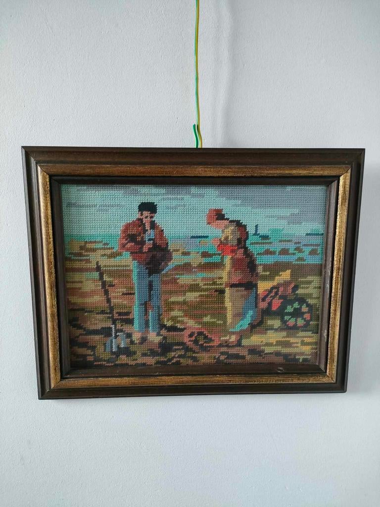 Schilderij - kruisjessteek - Werken op het veld (2), Ophalen