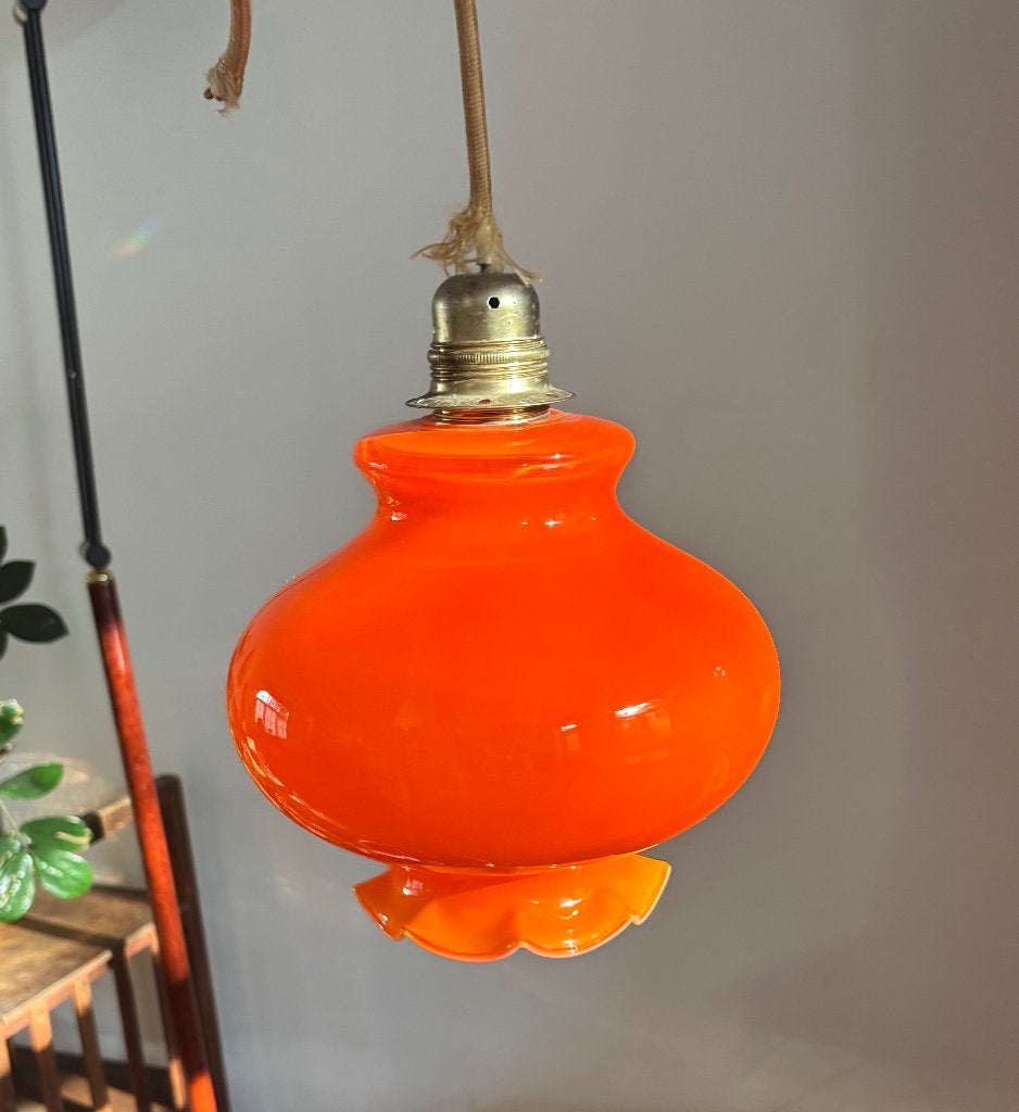 Suspension opaline vintage, Verre, Vintage, Enlèvement, E27 (grand)