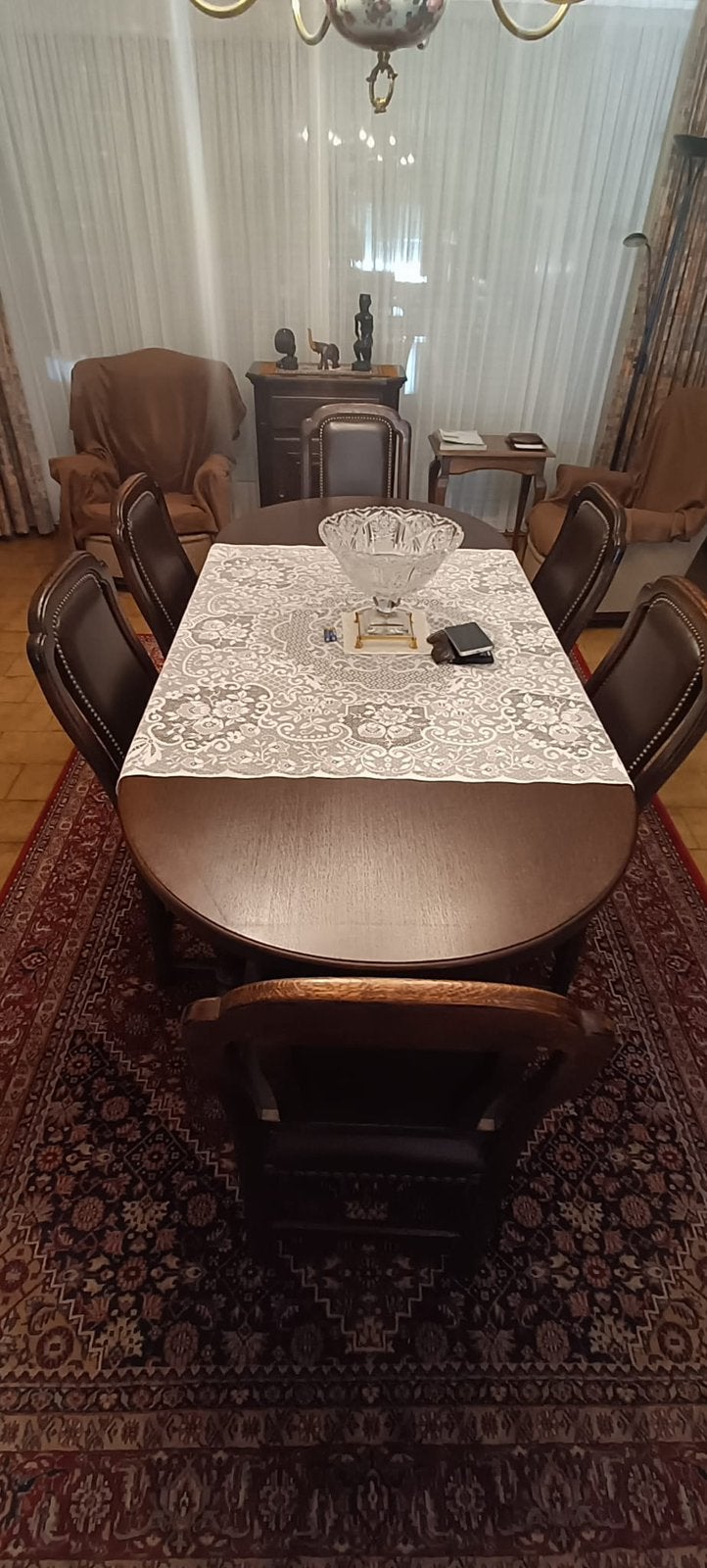 Massief eiken eettafel met  6 stoelen, Ophalen
