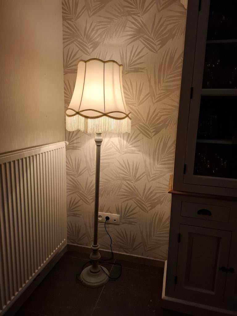 Vloerlamp grijs  met granny kap crème (45cm), Enlèvement