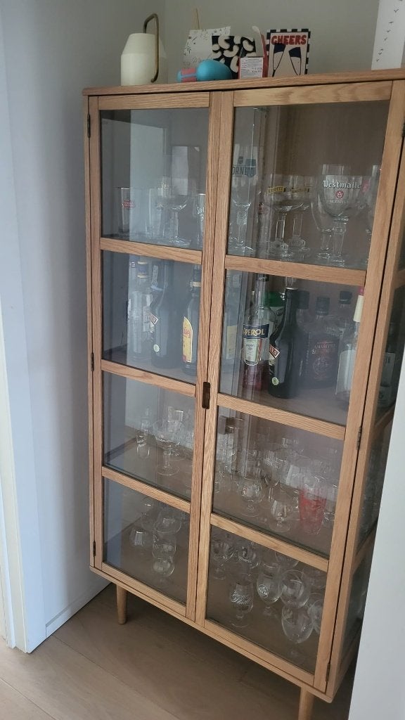 Vitrinekast jysk, Ophalen, Met deur(en), Glazen houten kast, 50 tot 100 cm