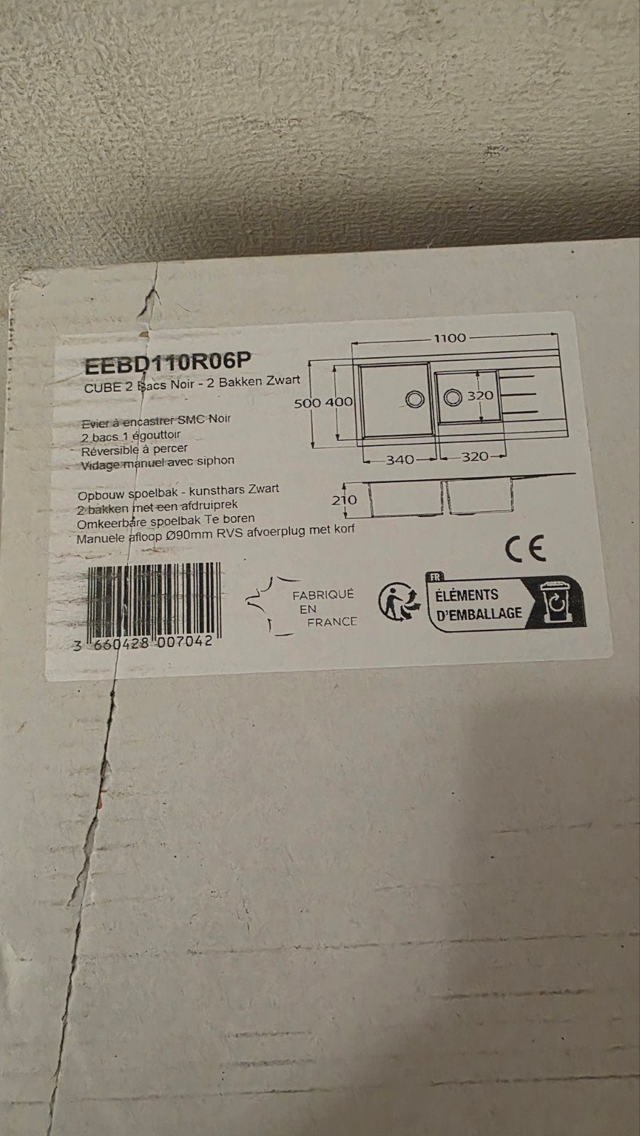 Keuken dubbele spoelbak zwart nieuwprijs was 234 euro, Ophalen