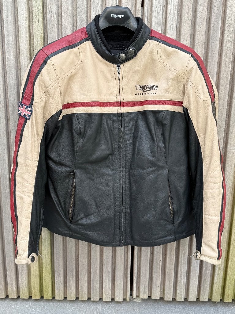Lederen motorjas Triumph, Motoren, Ophalen, Jas | leer, Tweedehands, Dames