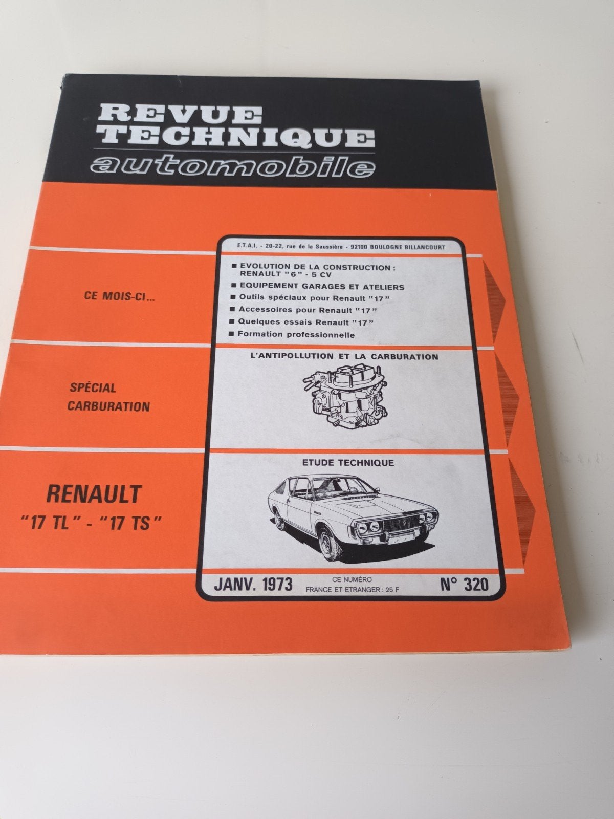 Revue Technique Renault 17 TL / TS (1973), Enlèvement ou Envoi