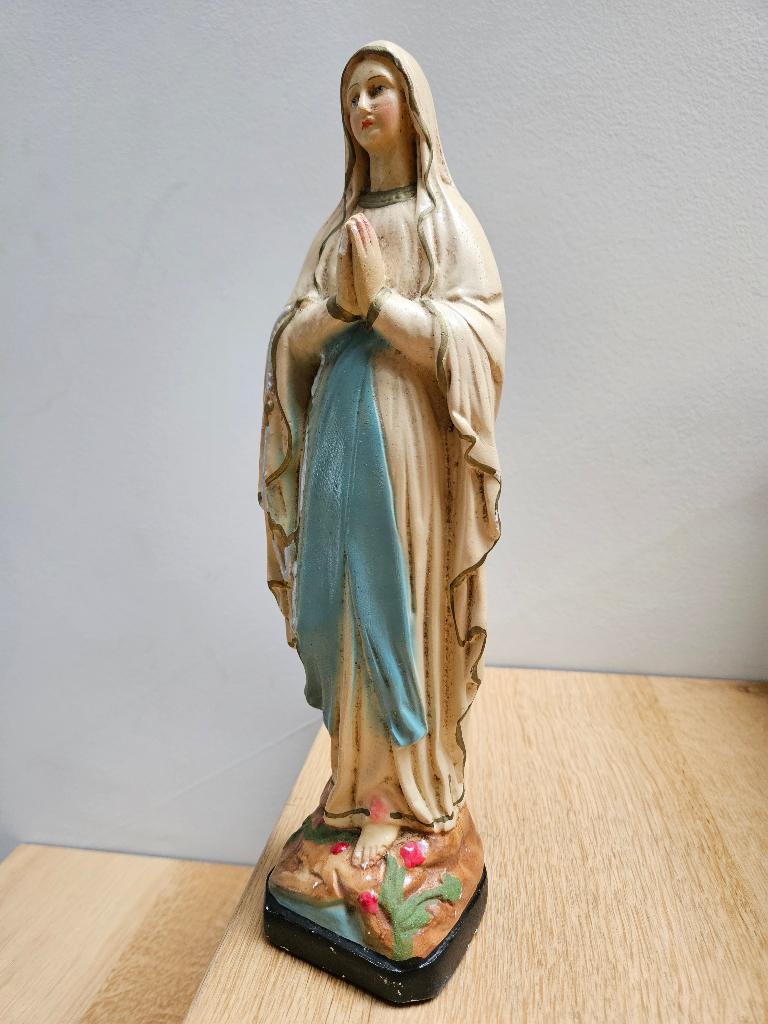 Oud gipsbeeldje - Madonna van Onze-Lieve-Vrouw van Lourdes, Antiek en Kunst, Antiek | Religieuze voorwerpen, Ophalen of Verzenden