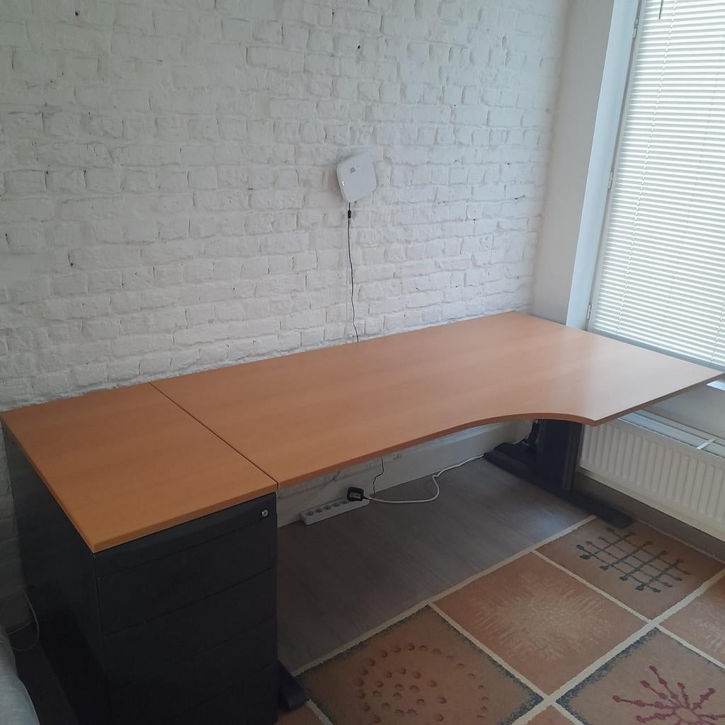Bureau met ladekast, Huis en Inrichting, Ophalen, Gebruikt, Hout, 180 cm