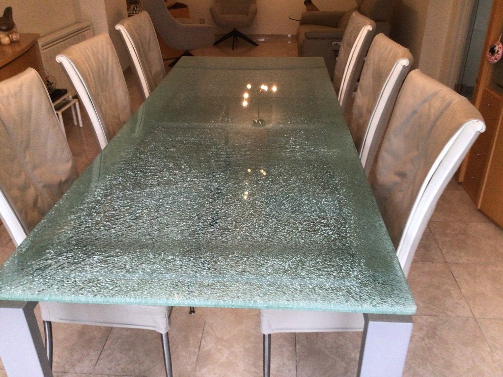 Eettafel met 6 stoelen, Comme neuf, Verre, Enlèvement, 50 à 100 cm
