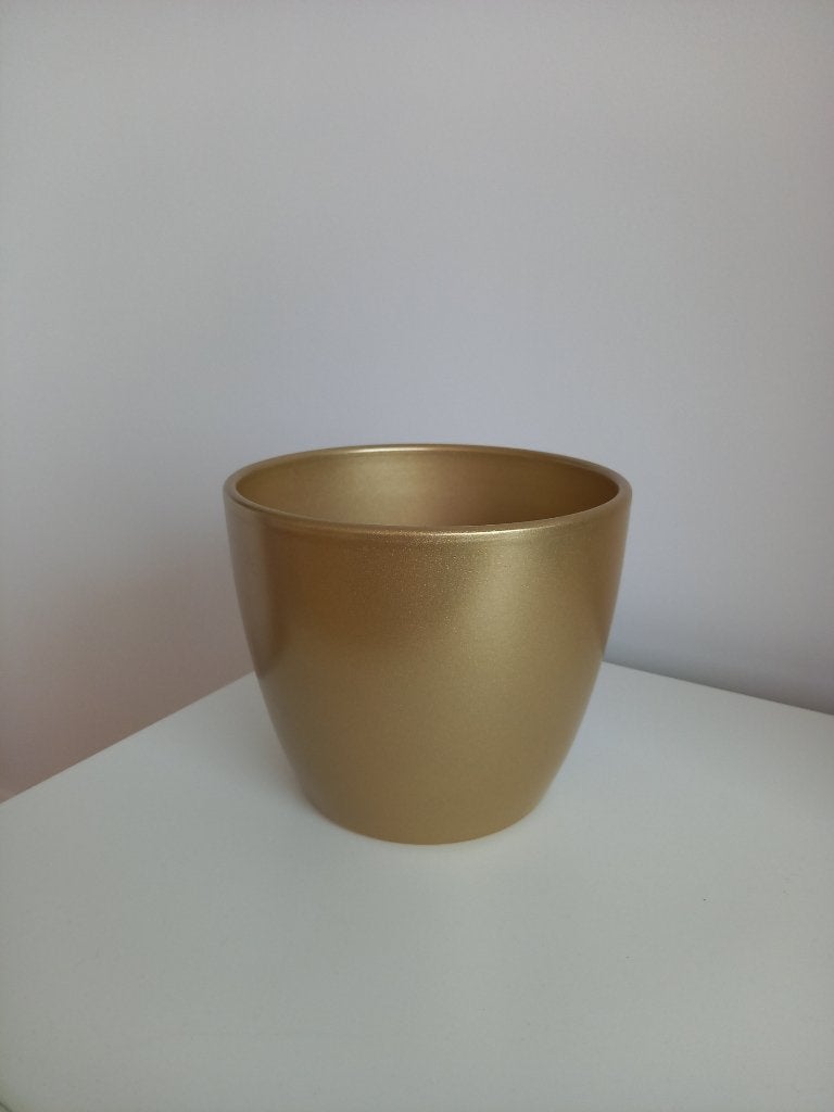 Gouden stenen bloempot, Ophalen, Steen, Rond, Binnen
