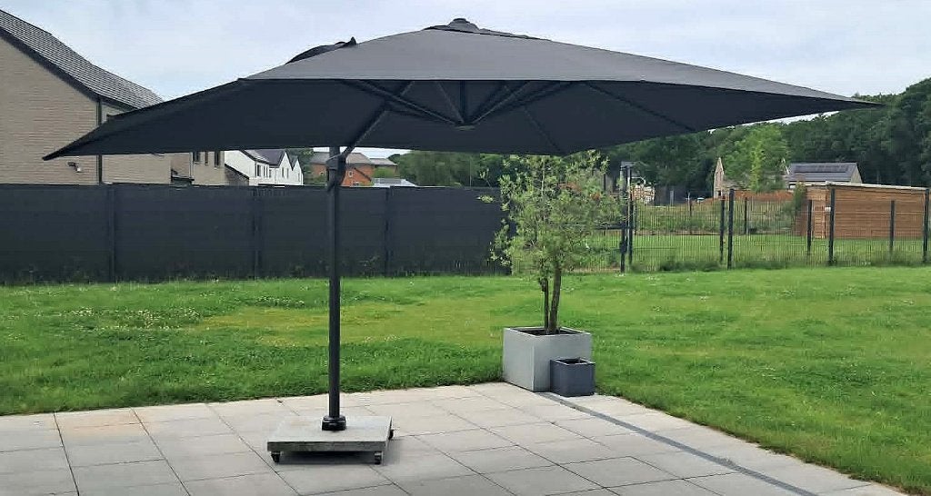 Grand parasol déporté haut de gamme 3 m x 4 m, Jardin & Terrasse, Enlèvement, Utilisé, 3 à 4 mètres, Parasol flottant