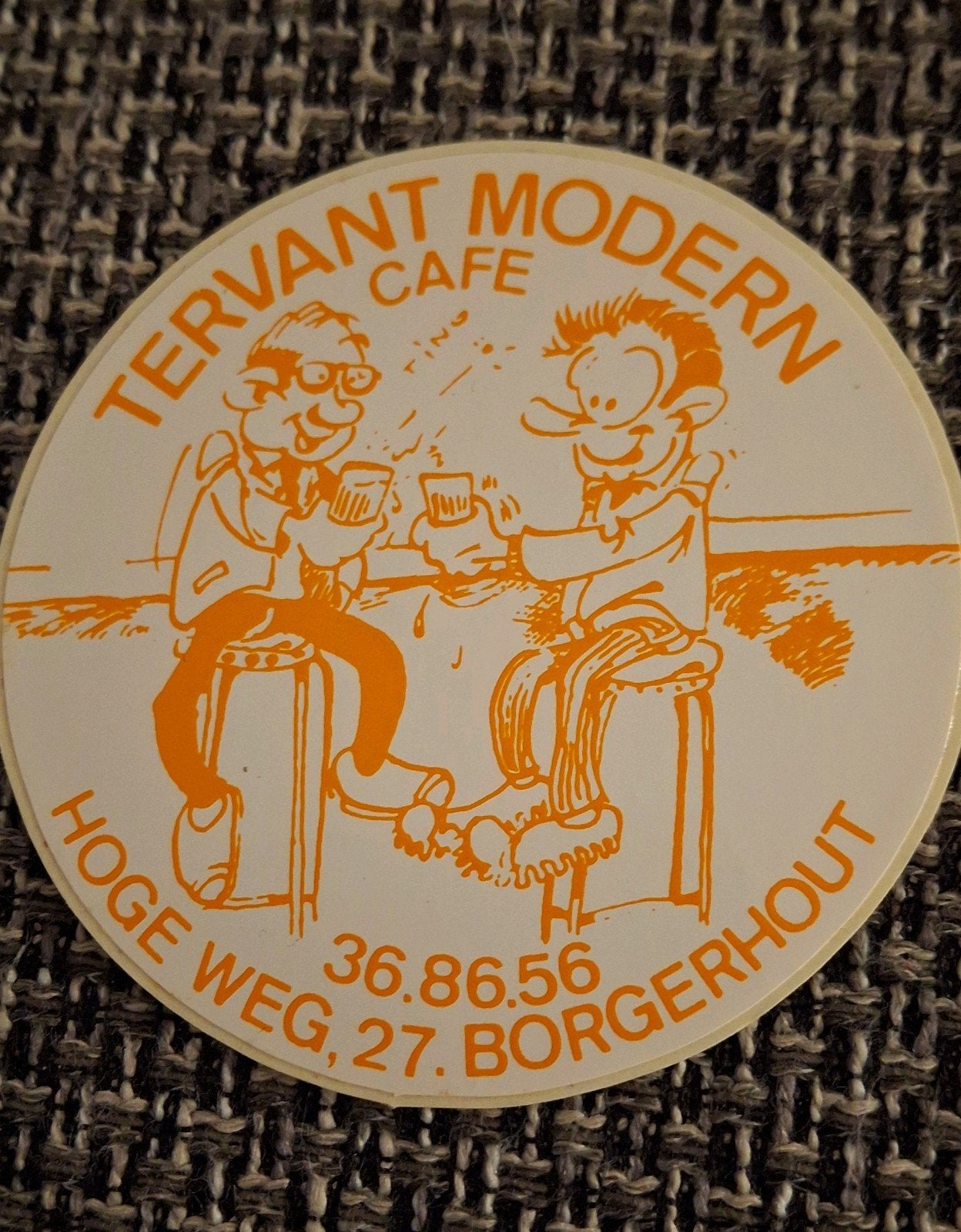Autocollant café Tervant Personnage de bande dessinée modern, Enlèvement ou Envoi, Comme neuf, Société ou Association