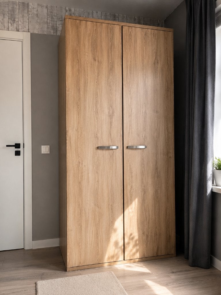 À vendre : Armoire moderne à 2 portes — aspect bois, Avec porte(s), 150 à 200 cm, Comme neuf, 150 à 200 cm