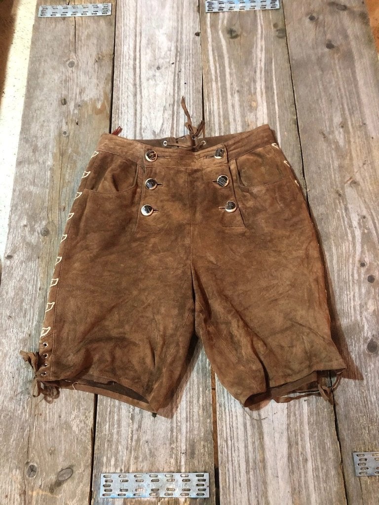 Bruine lederen dames lederhose maat 38, Taille 38/40 (M), Amann, Enlèvement ou Envoi, Comme neuf