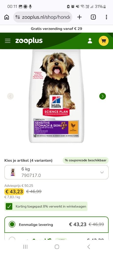 Collines 6 kg, Animaux & Accessoires, Nourriture pour Animaux, Chien, Enlèvement ou Envoi