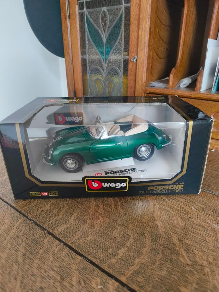 Bburago Porsche 356B cabriolet 1/18, Hobby en Vrije tijd, Ophalen of Verzenden