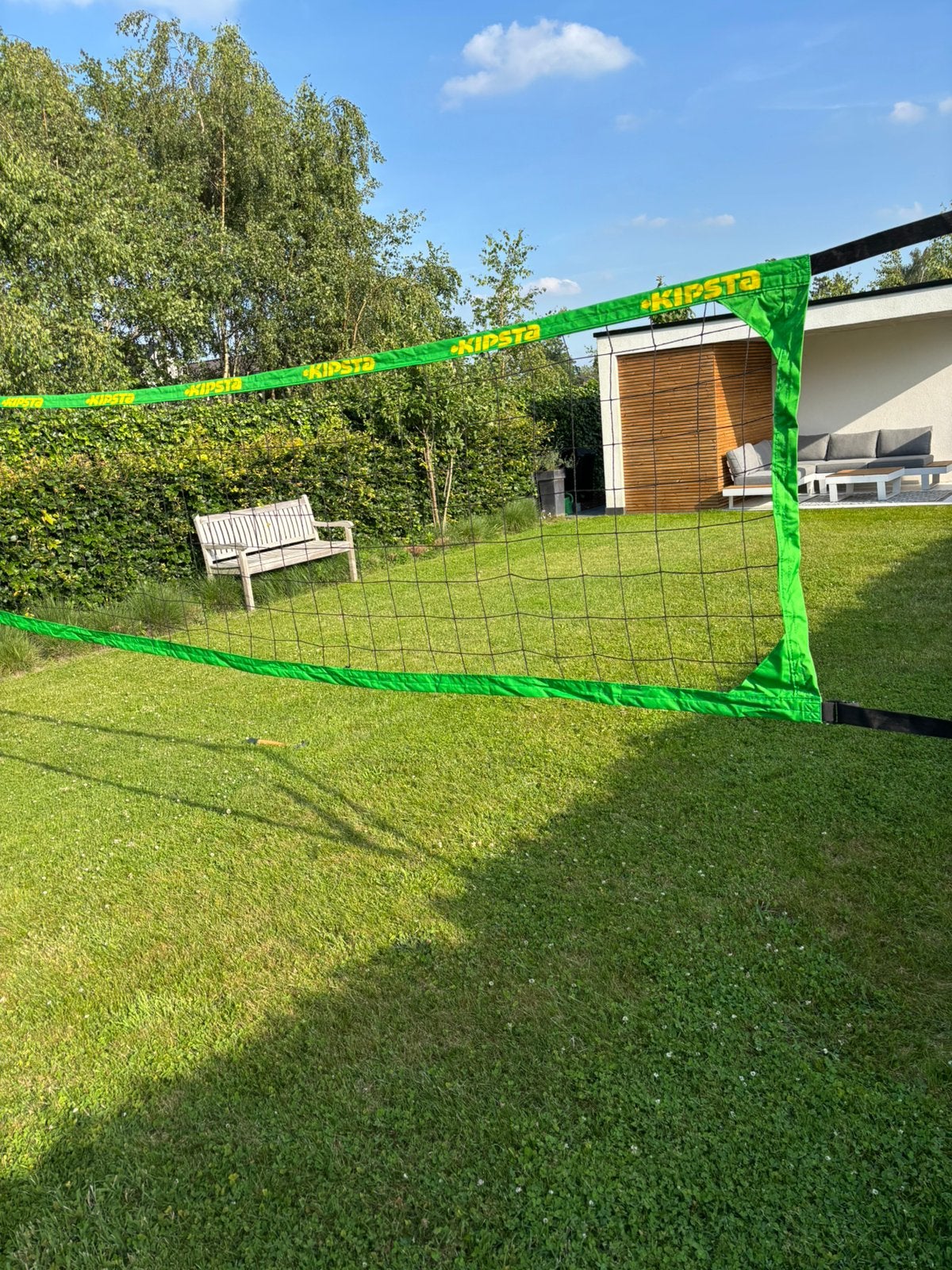Volleybal net met veld-omlijning: nauwelijks gebruikt, Sport en Fitness, Ophalen, Zo goed als nieuw