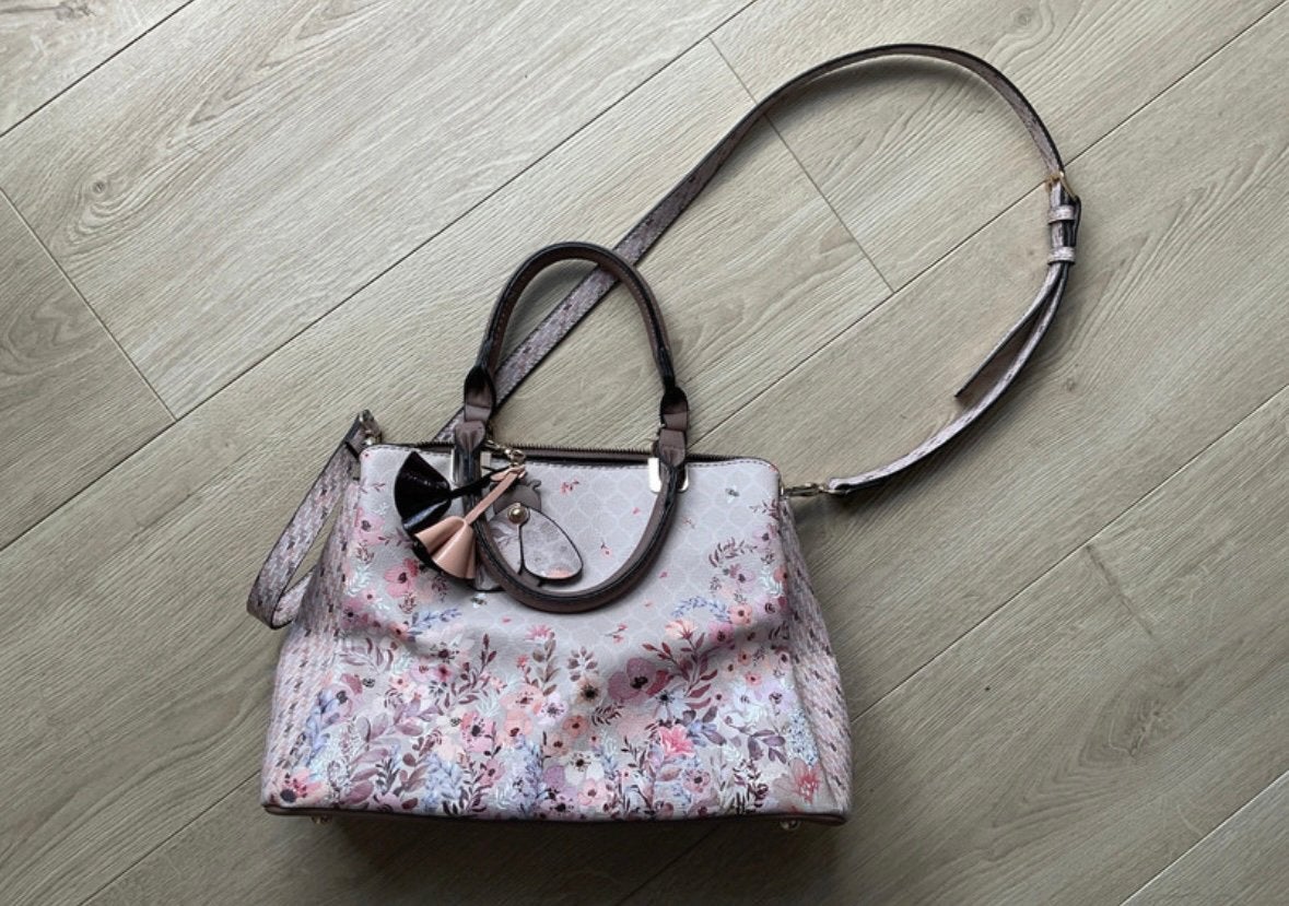 Parfois pink flower floral pattern handbag shoulder bag, Enlèvement, Comme neuf