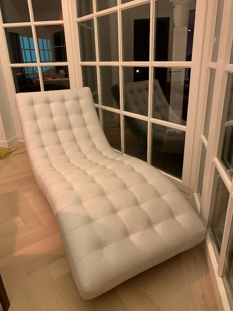 Witte relax zetel, Ophalen, Eenpersoons, Leer, Zo goed als nieuw
