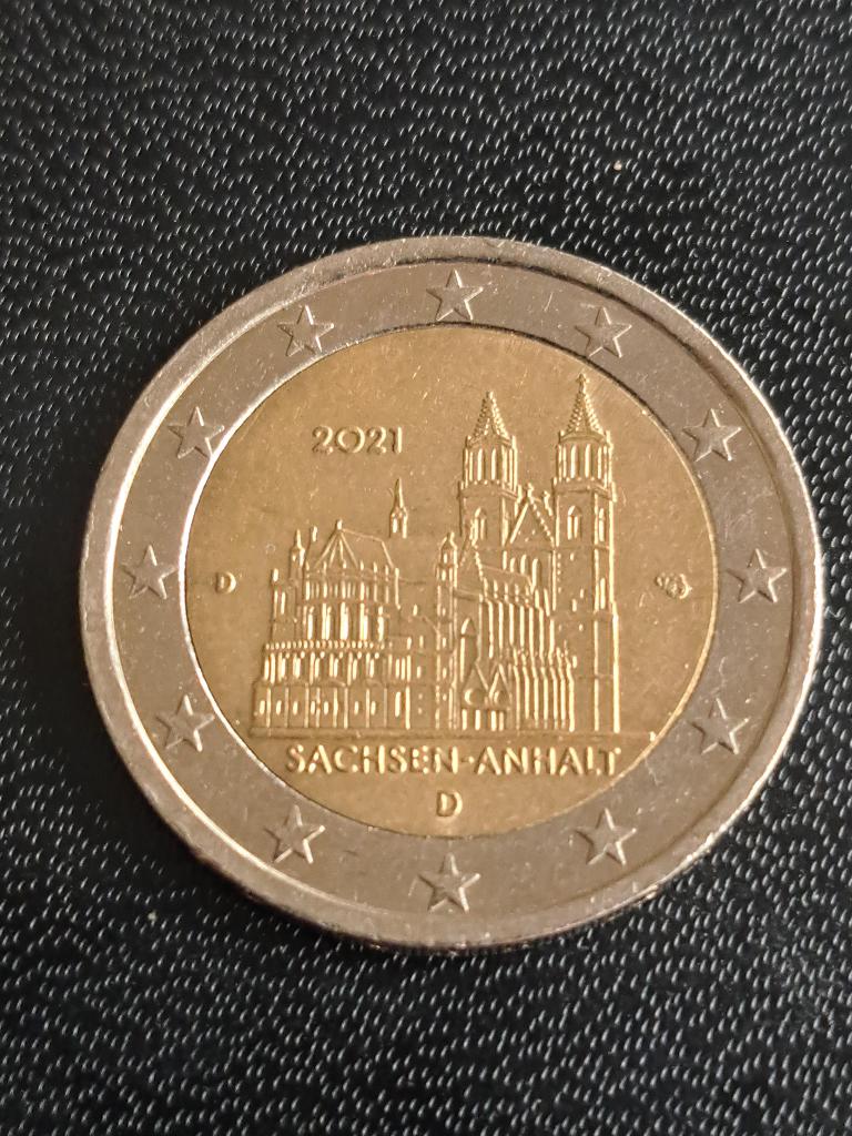 2021 D Allemagne 2 euros Sachsen-Anhalt, Munich, Envoi, Allemagne, 2 euros, Monnaie en vrac