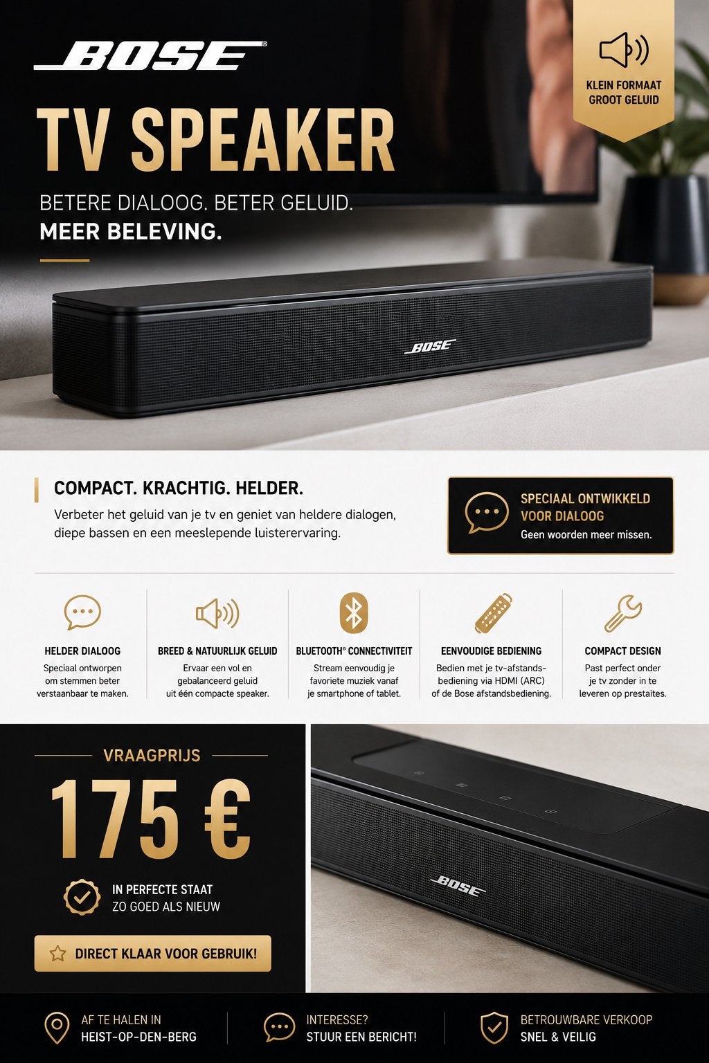 Bose TV Speaker, Audio, Tv en Foto, Ophalen, Zo goed als nieuw