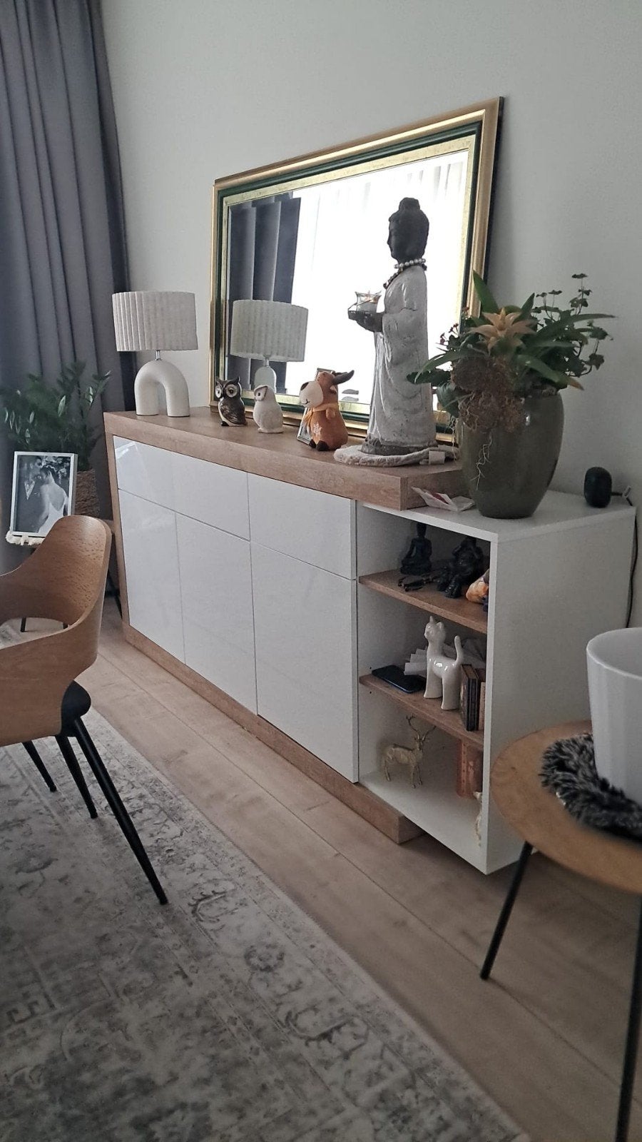 Buffet blanc brillant - chêne - 2 m - vieux, Maison & Meubles, Armoires | Dressoirs, 25 à 50 cm, 150 à 200 cm, Comme neuf, Enlèvement