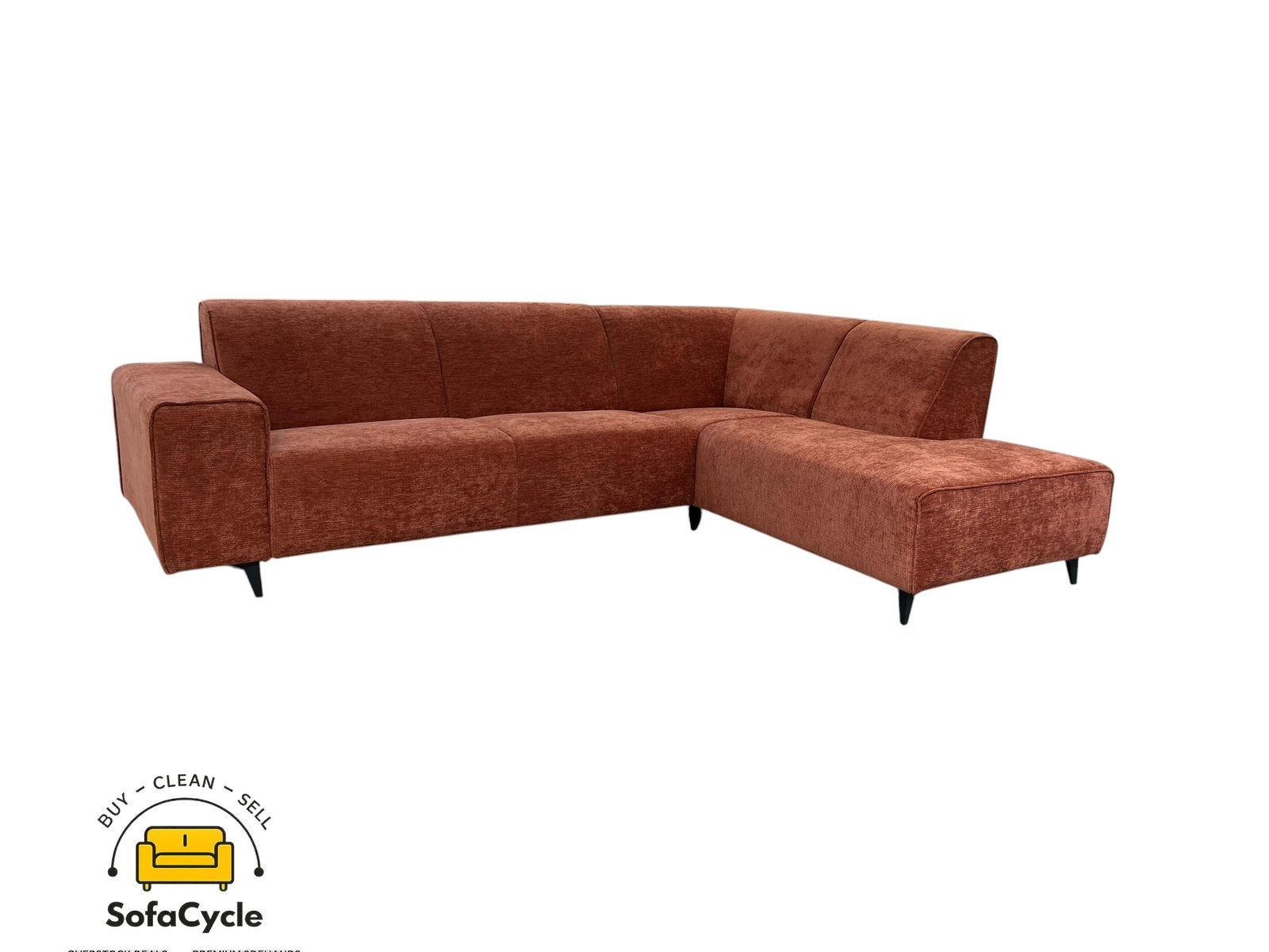 Chaise d'angle en tissu terracotta, angle R — Overstock, Enlèvement ou Envoi, Comme neuf, SofaCycle, Tissus