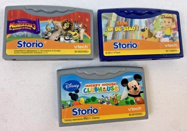 Vtech Storio set 3 spellen Madagascar Mickey Mouse Sam stad, Kinderen en Baby's, Speelgoed | Vtech, Verzenden, Zo goed als nieuw