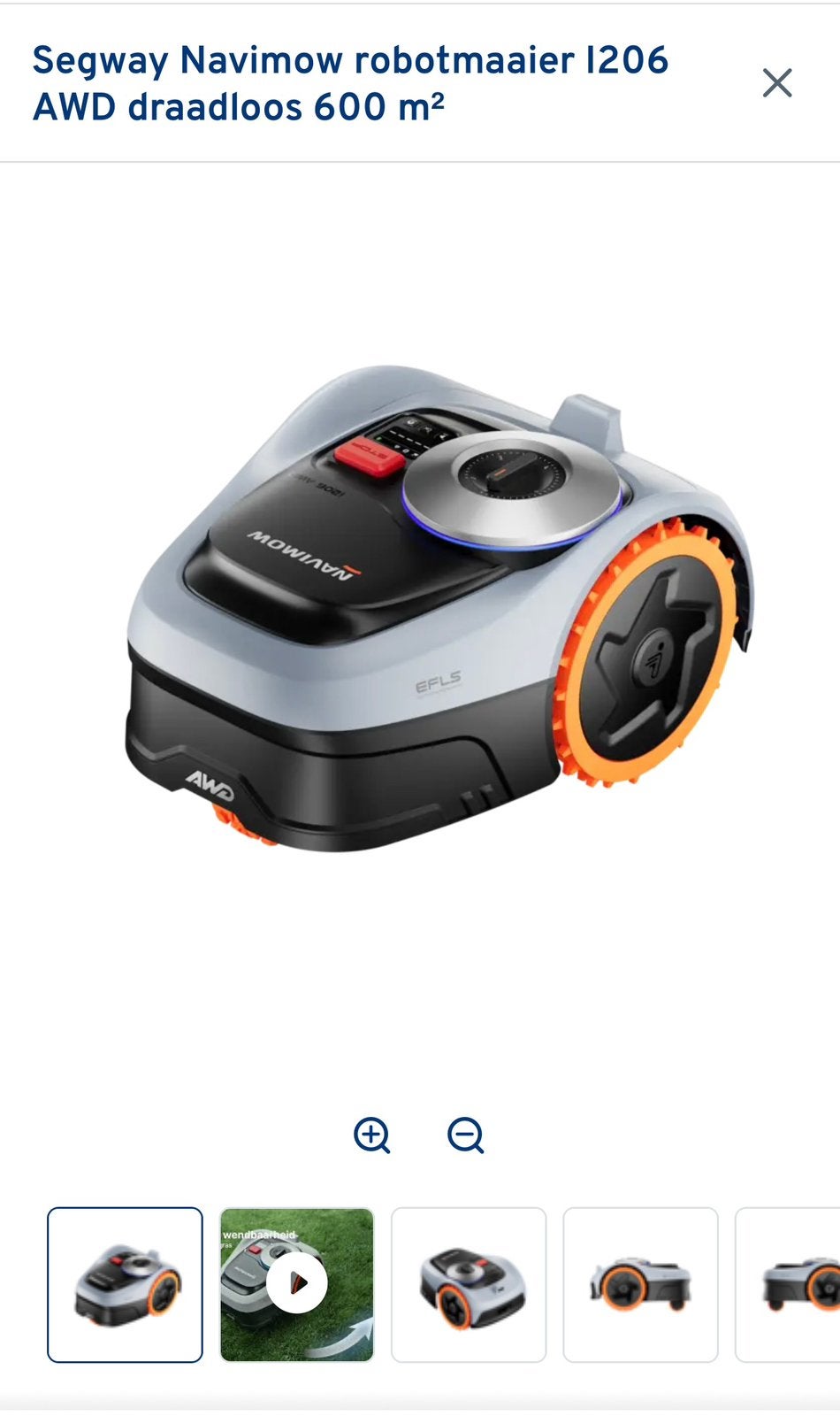 Segway Navimow robotmaaier 1206 AWD draadloos 600m2, Ophalen, Zo goed als nieuw