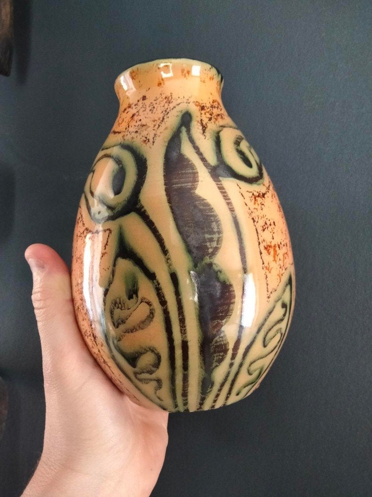 1930s Art Deco vaas keramiek St-Ghislain, Enlèvement ou Envoi