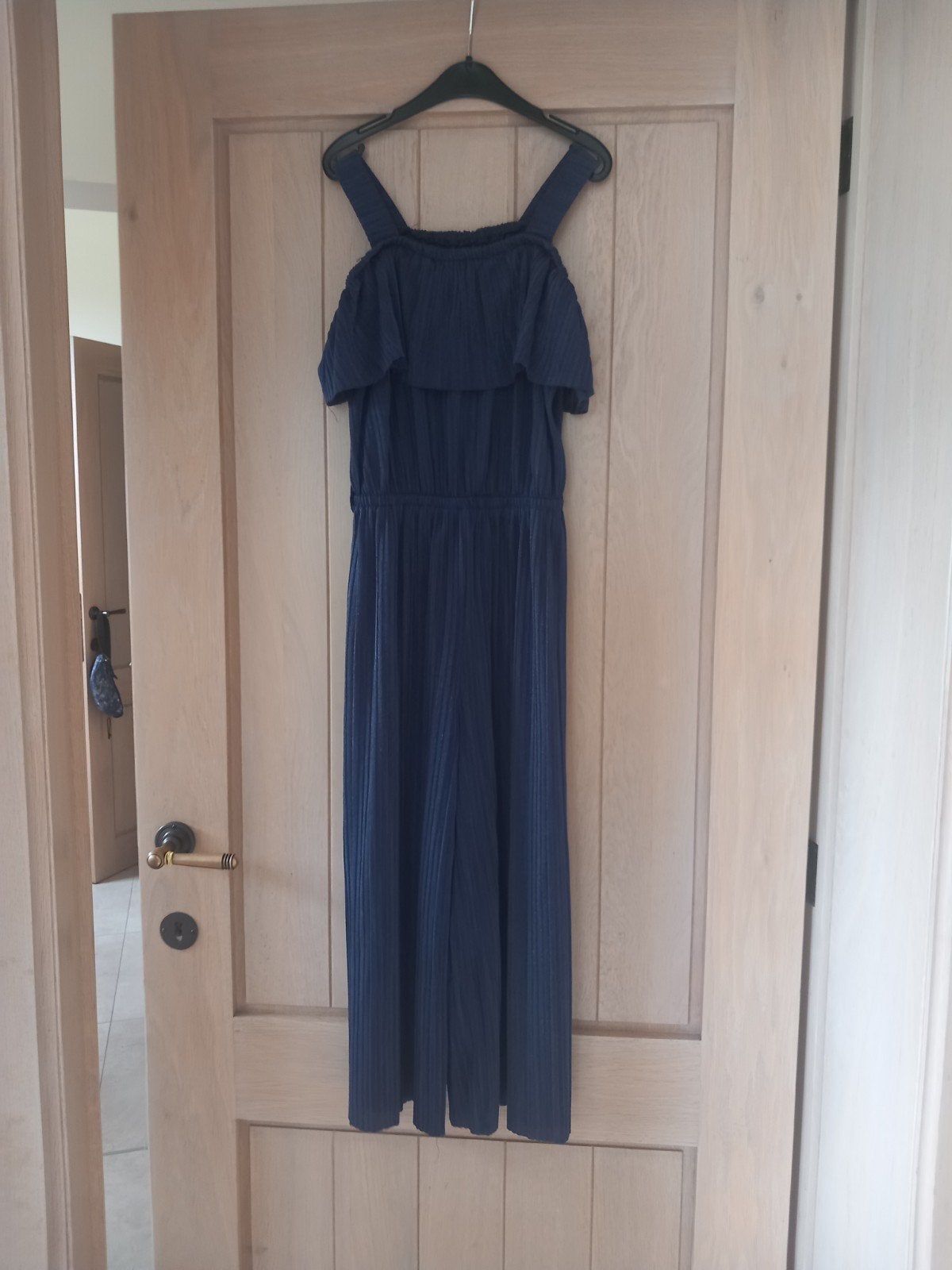Donkerblauwe jumpsuit maat 146, Kinderen en Baby's, Kinderkleding | Maat 146, Ophalen, Zo goed als nieuw, Meisje, Setje