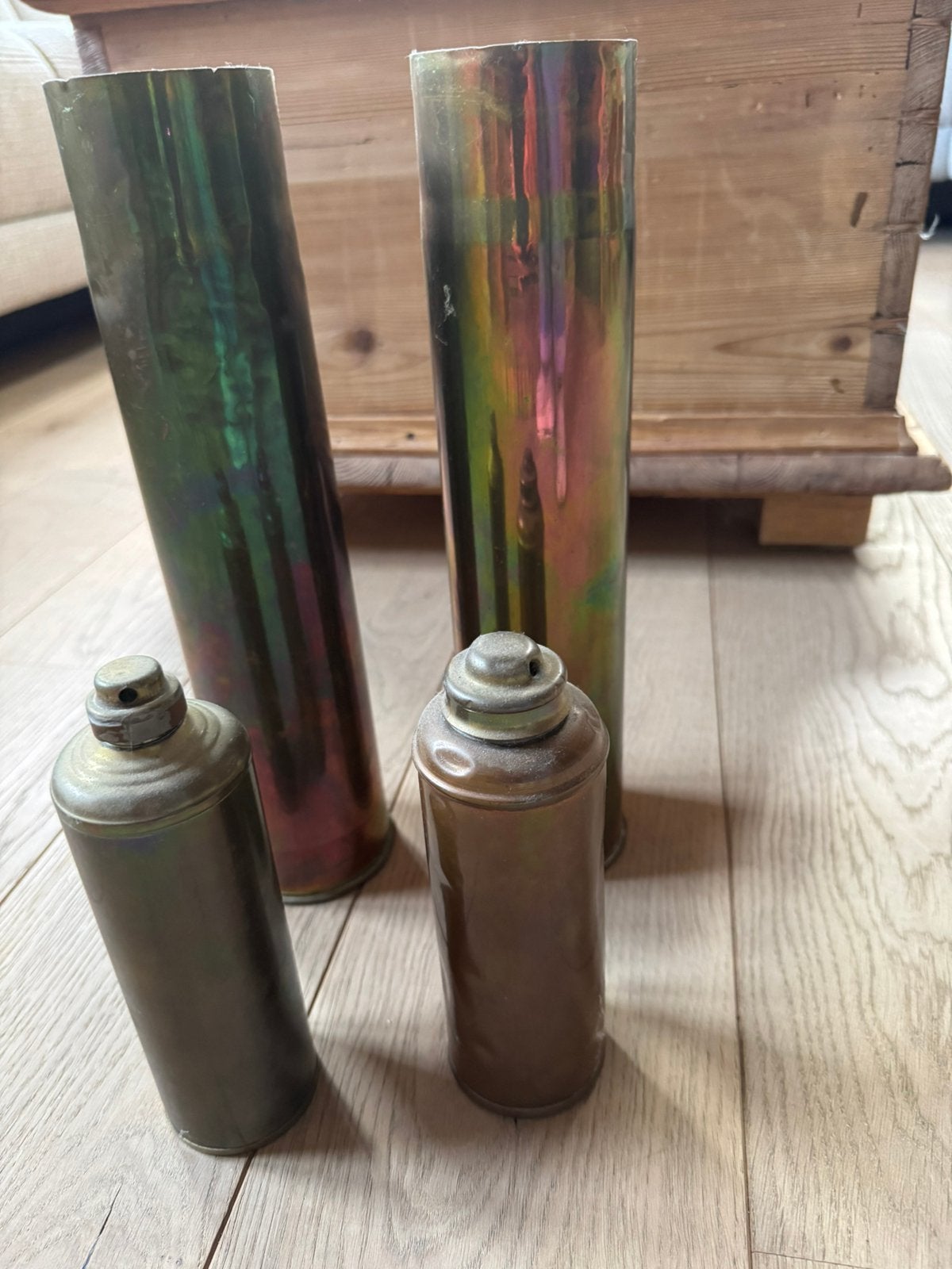 WOI Trench Art obus– Frans 75mm hulzen 1917 – granaathulzen, Verzamelen, Ophalen