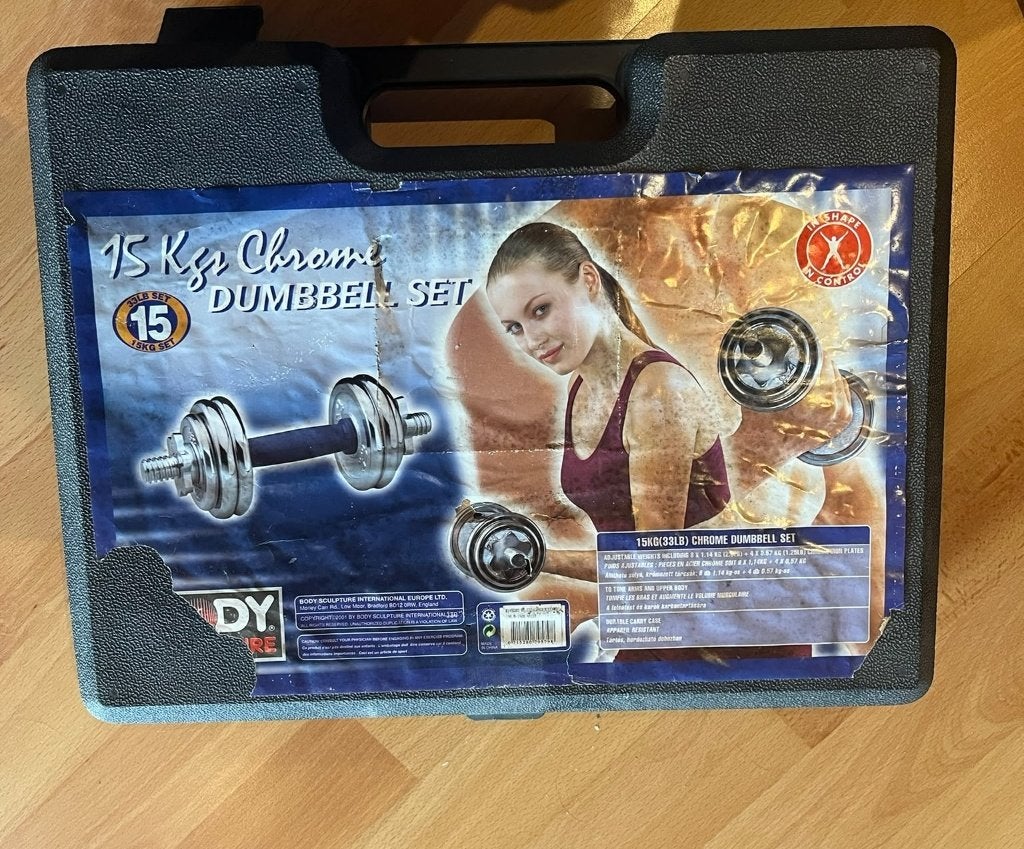 dumbbell set chrome 15 kg, Ophalen, Zo goed als nieuw, Benen, Dumbbell