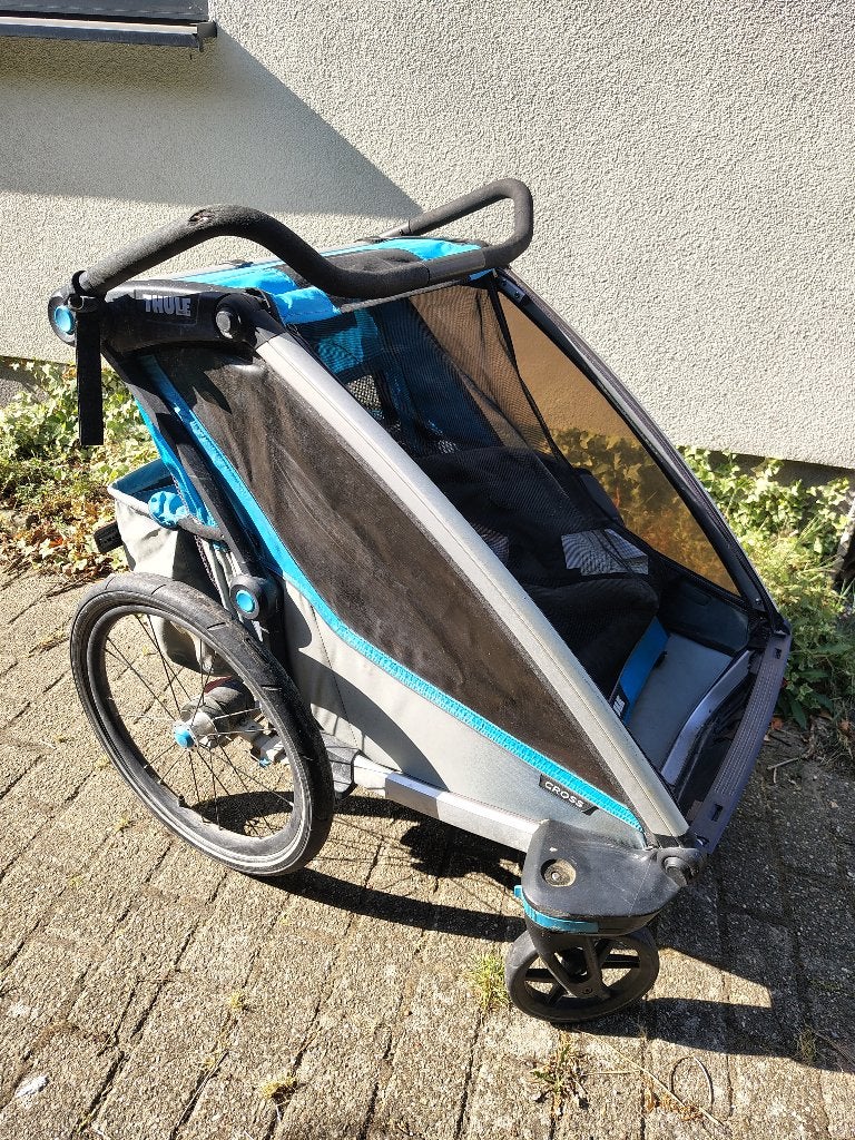Thule chariot cross 2 blauw fietskar, Ophalen, Gebruikt, Vering, Thule / Chariot