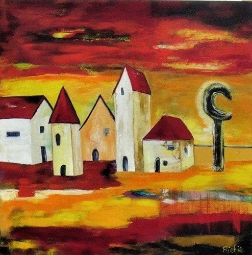 Kunsthandel Gennep - "Er Moeten Mensen Zijn ....", Antiquités & Art, Enlèvement ou Envoi, Bois, Signé, Peinture acrylique