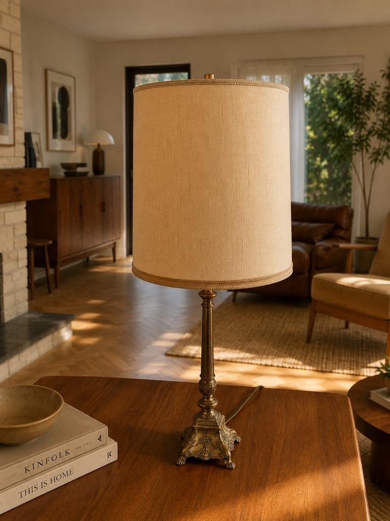 lampe de table baroque vintage Louis XV  laiton — 90 cm, Enlèvement, Comme neuf