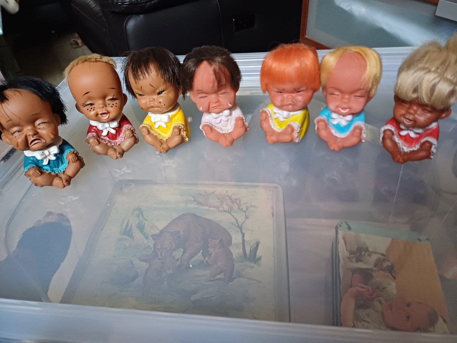 set van 7 retropoppetjes, Antiek en Kunst, Ophalen of Verzenden