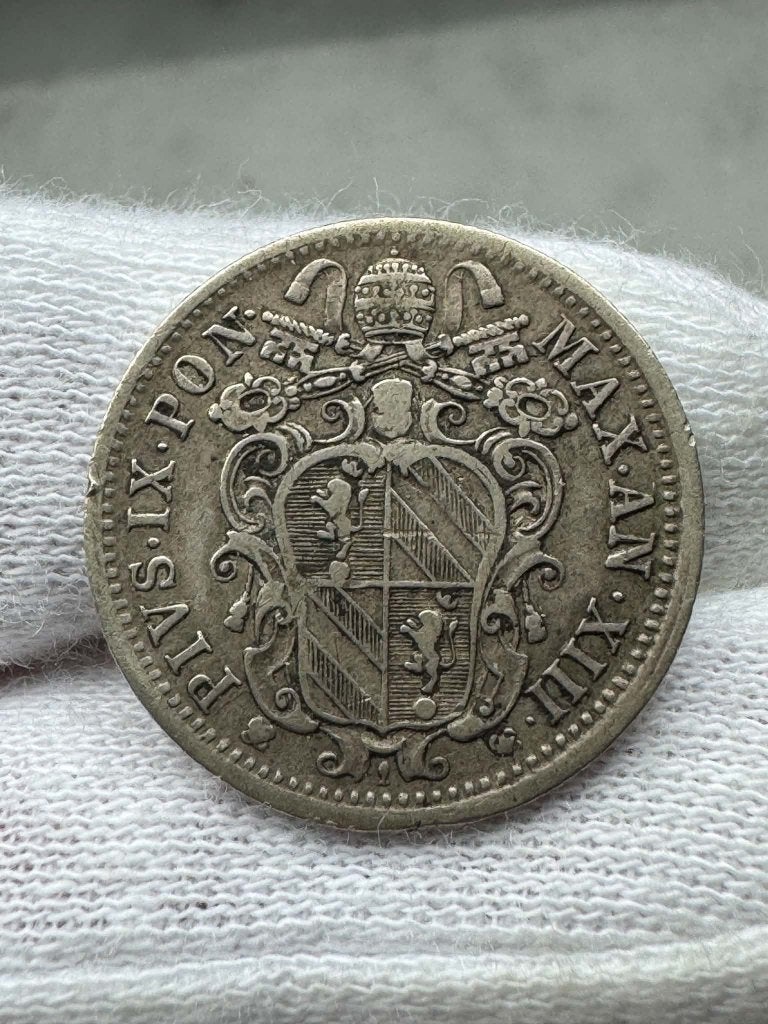 États pontificaux - 10 Baiocchi 1858, Enlèvement ou Envoi, Autres pays, Monnaie en vrac, Argent