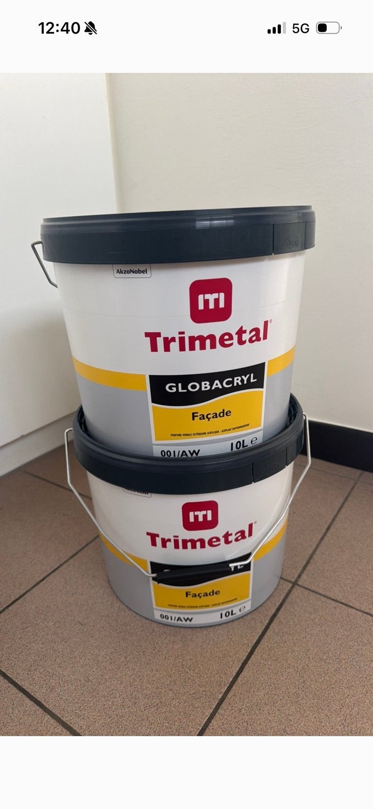 2x10 liter glabacryl facade, Ophalen, Wit, Nieuw, Verf