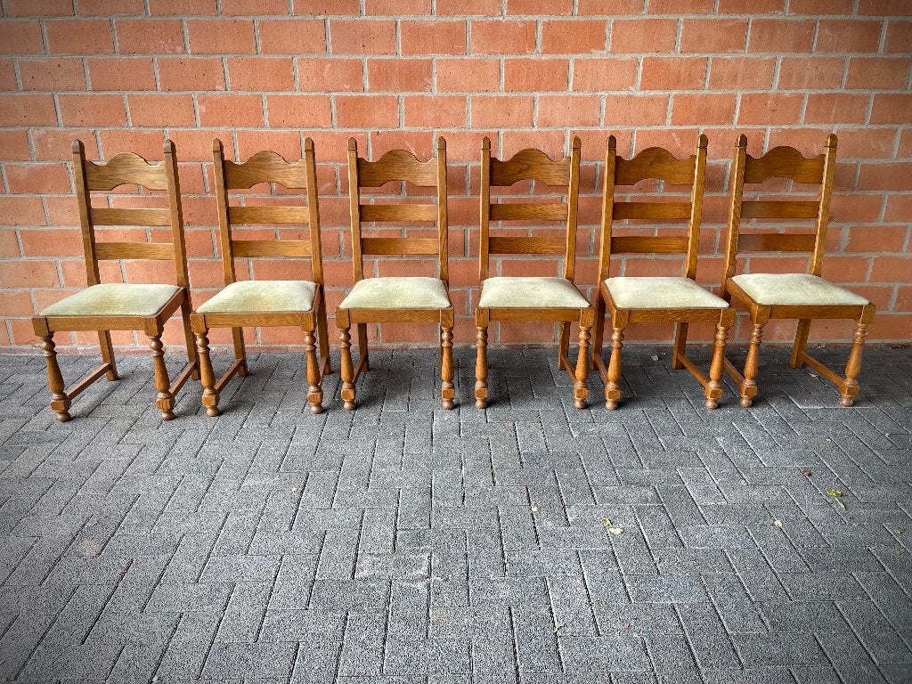 6x massief eiken stoelen / NIEUWSTAAT, Ophalen