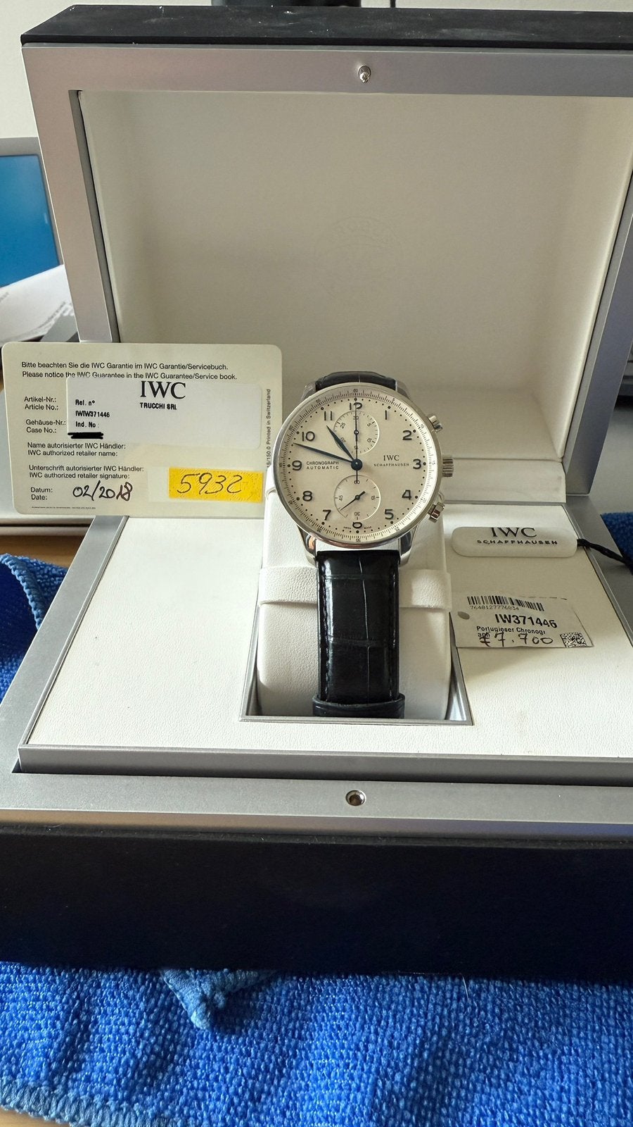 IWC Portugieser IW371446, Handtassen en Accessoires, Horloges | Heren, Overige merken, Staal, Polshorloge, Ophalen of Verzenden