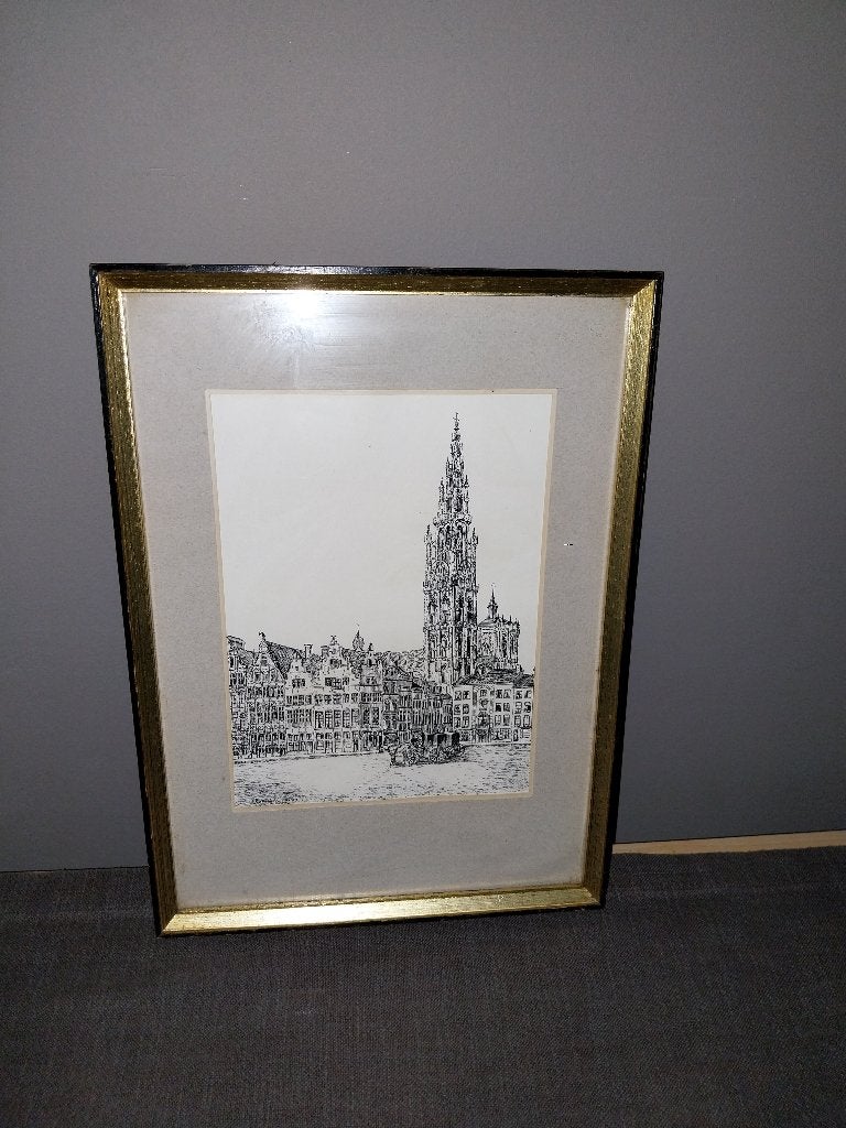 Lithografie R.V. Pollet (1983) – Historisch Stadsgezicht, Ophalen