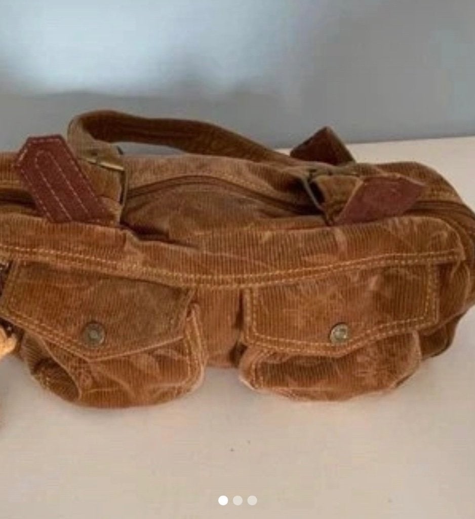 Mooie ribfluwelen hand-/schoudertas – camel – jong model, Handtassen en Accessoires, Ophalen of Verzenden, Zo goed als nieuw