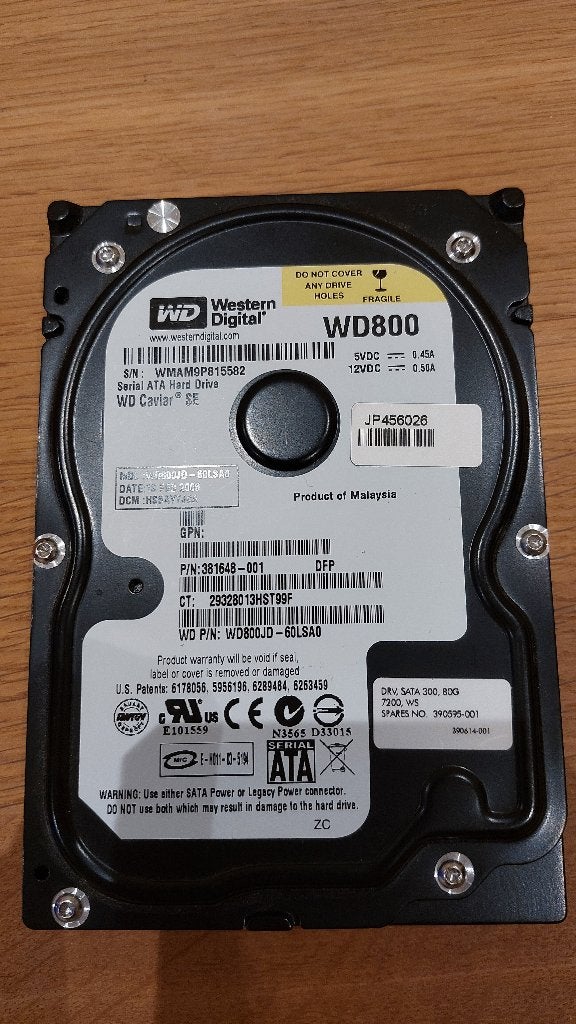 HDD 3.5 Western Digital 80 Go SATA - WD800JD-60LSA0, Computers en Software, Ophalen, Intern, Gebruikt, 80 Gb