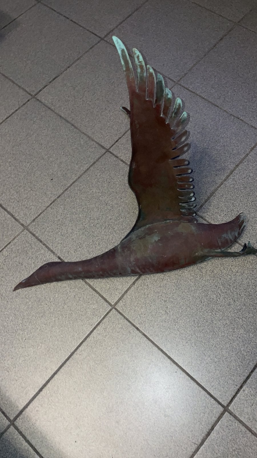 Prachtig beeld van een opvliegende gans – metalen sculptuur, Enlèvement, Comme neuf