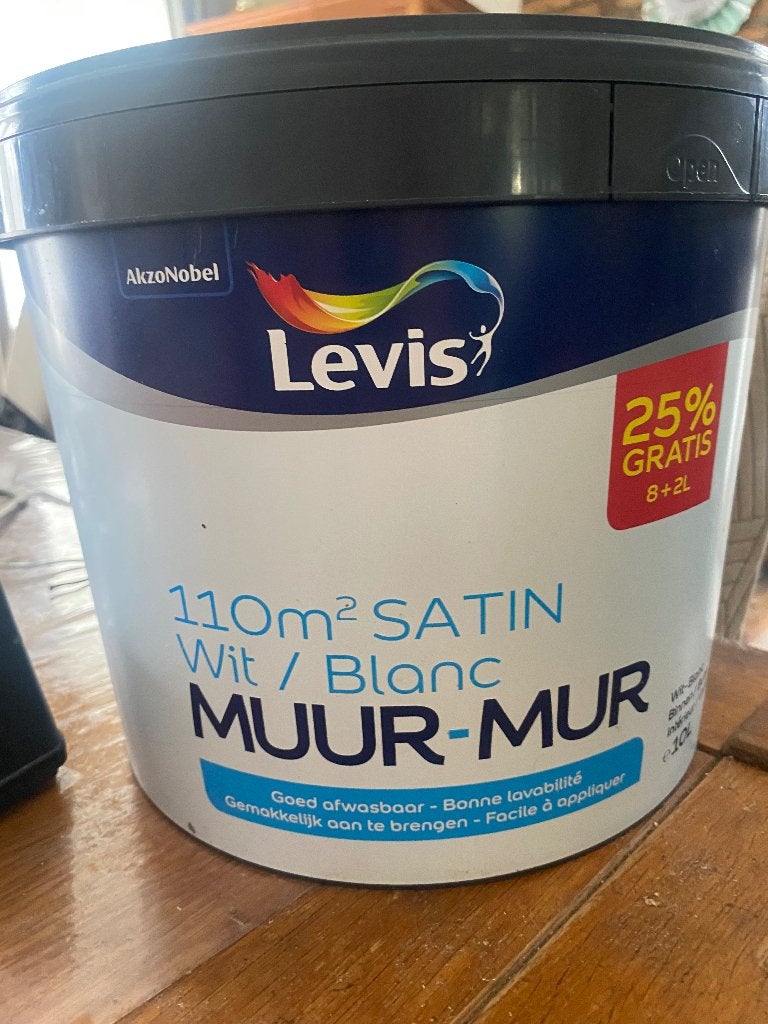 Levis gesatineerde muurverf 10 l, Doe-het-zelf en Bouw, Wit, Nieuw, Ophalen of Verzenden, Verf